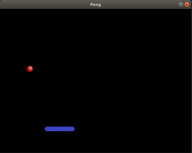 Pong game window created with Pygame with fixed bat and ball sprites